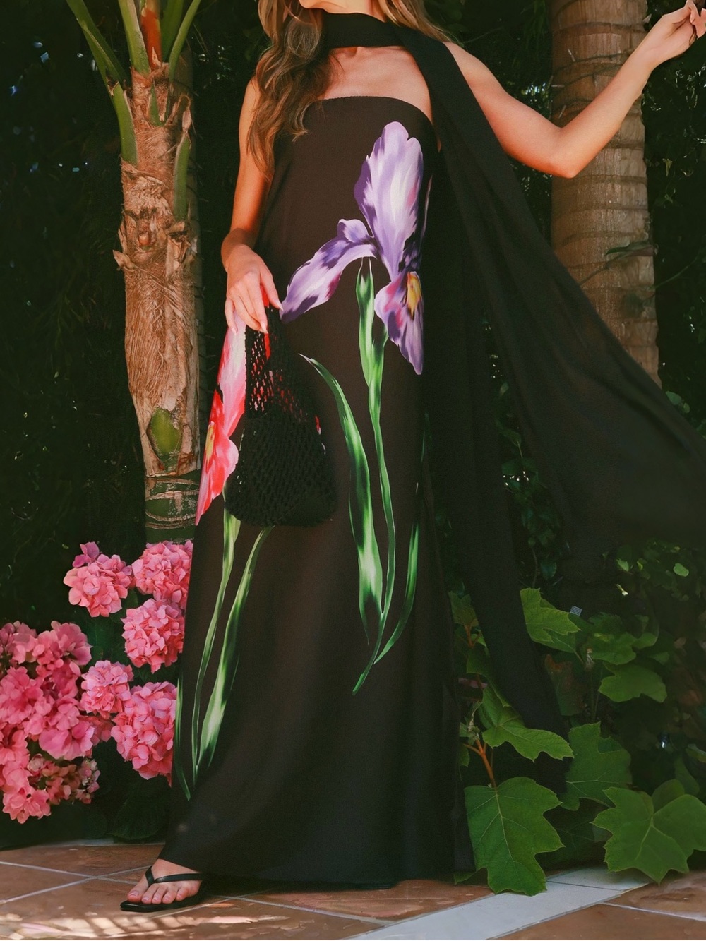 Show Me Your MuMu Renee Maxi Dress Wild Iris Luxe Satin Sz M MSRP $218 NEW - Picture 2 of 9